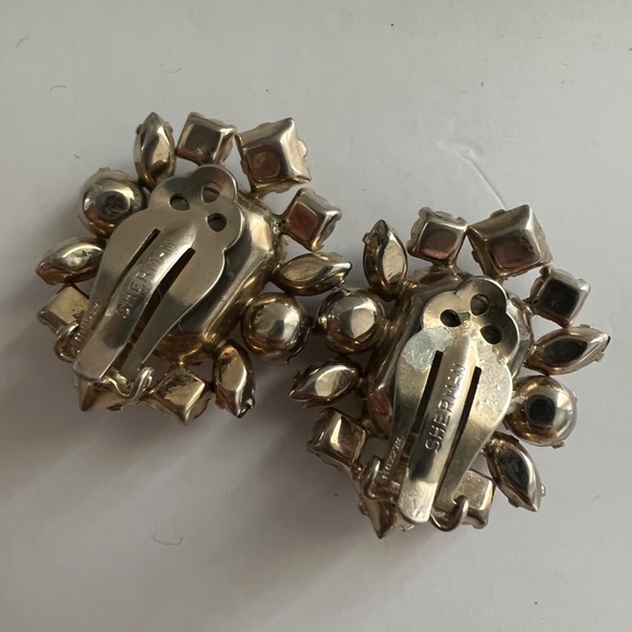 Vintage Sherman Clip On Earrings Emerald Cut Rare - Picture 5 of 14